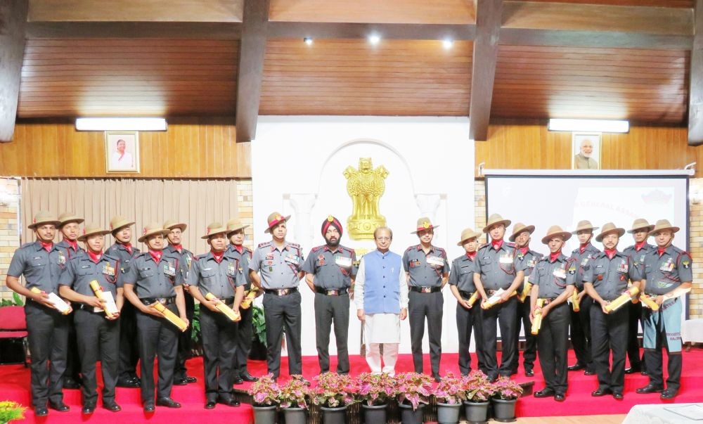 Governor of Nagaland and Assam, Prof Jagdesh Mukhi along with the awardees of Governor’s Gold and Silver medal in the Investiture ceremony of the Assam Rifles, held at Raj Bhavan, Kohima on August 23. (Photo Courtesy: PRO Raj Bhavan)